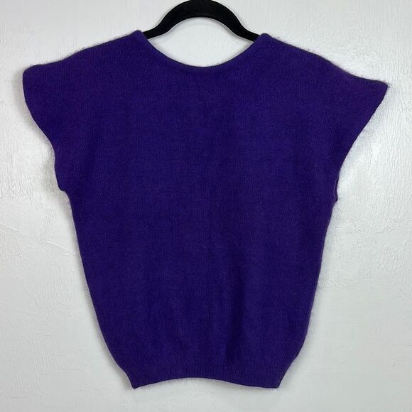 Reference Point Vintage Angora Blend Purple Knit Cap Sleeve Sweater Size M - Picture 1 of 6